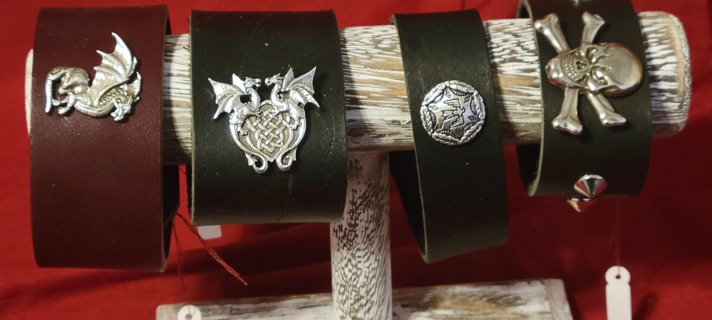 Handcrafted Leather Bracelets with conchos