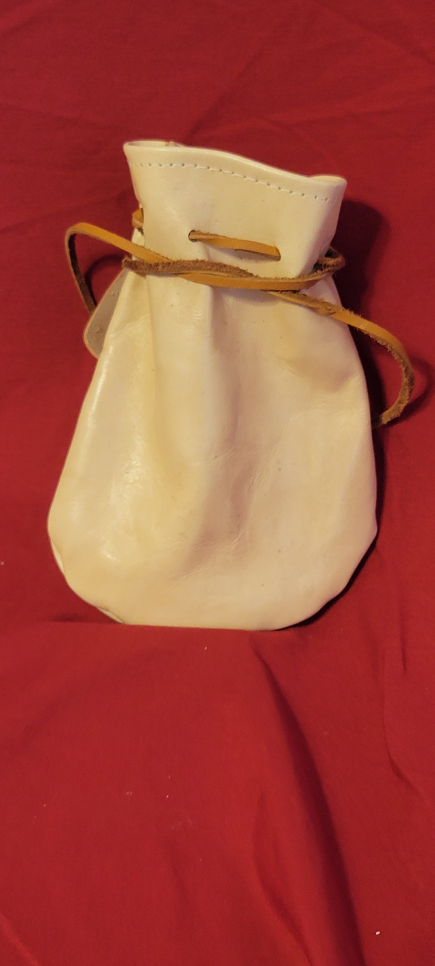 Handmade Leather Drawstring Pouch, Coin Bag,